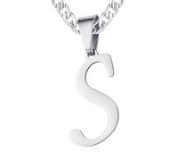 XIRUVE Homme Femme Collier Pendentif Initiale Lettre A-Z Chaîne Cubaine Largeur 6mm en Acier Inoxydable Longueur Réglable