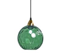 XIRYTU-H 20cm/7.9'' Lampe à Suspension Sphérique Industrielle en Verre, Lampe de Plafond Suspendue E27, Finition Dorée et Abat-Jour en Verre Ondulé, Plafonnier Pour Salle à Manger (Vert clair)