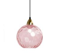 XIRYTU-H 20cm/7.9'' Lampe à Suspension Sphérique Industrielle en Verre, Lampe de Plafond Suspendue E27, Finition Dorée et Abat-Jour en Verre Ondulé, Plafonnier Pour Salle à Manger (Rose)