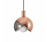 XIRYTU-H 20cm Lampe à Suspension Moderne en Sphère, Base Métallique & Verre Miroir Gris Fumé Lampe Suspendue, Lampe de Plafond E27 pour Salon, Îlot de Cuisine, Salle à Manger, Café (Or Rose)