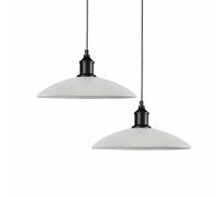 XIRYTU-H 32cm Lampe à Suspension Industrielle Moderne en Métal, Lampe Suspendue Dôme Mat, Hauteur Réglable E27 Plafonnier pour Îlot de Cuisine, Table à Manger, Café (Blanc, 2 Pièce)