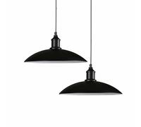 XIRYTU-H 32cm Lampe à Suspension Industrielle Moderne en Métal, Lampe Suspendue Dôme Mat, Hauteur Réglable E27 Plafonnier pour Îlot de Cuisine, Table à Manger, Café (Noir, 2 Pièces)