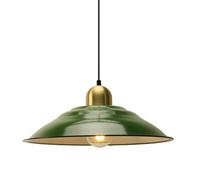 XIRYTU-H 37cm Lampe Suspendue Rétro en Émail avec Support en Or Brossé,Lampe à Suspension à Hauteur Réglable, Lampe de Plafond E27 pour Îles de Cuisine, Salle à Manger, Bar (Vert)