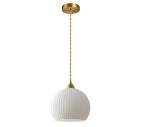 XIRYTU-H Lampe à Suspension Minimaliste Industrielle à Hauteur Réglable, Base en Laiton et Verre Texturé, Plafonnier Suspendu E27 pour Salle à Manger et Île de Cuisine (Blanc)