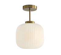 XIRYTU-H Lampe à Suspension Plafond Vintage en Laiton et Verre pour Intérieur - Luminaire Décoratif Rétro, Minimaliste E27 pour Chambre, Couloir, Salon et Salle à Manger (Blanc)