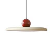 XIRYTU-H Lampe Suspendue LED 40cm, 36W Dimmable, Plafonnier Moderne, 3000K/4500K/6000K, Hauteur Réglable, lampe à Suspension Rond en Métal pour Salon, Salle à Manger, Chambre (Rouge + Blanc Cassé)