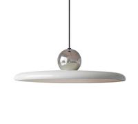 XIRYTU-H Lampe Suspendue LED 40cm, 36W Dimmable, Plafonnier Moderne, 3000K/4500K/6000K, Hauteur Réglable, lampe à Suspension Rond en Métal pour Salon, Salle à Manger, Chambre (Argent + Blanc)