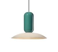 XIRYTU-H Lampe Suspendue Scandinave Moderne à Blocs de Couleur, Luminaire Plafonnier en Métal avec Hauteur Réglable, E27 Suspension pour Îlot de Cuisine, Salle à Manger, Chambre (Blanc + Vert, ø40CM)