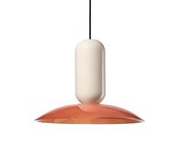 XIRYTU-H Lampe Suspendue Scandinave Moderne à Blocs de Couleur, Luminaire Plafonnier en Métal avec Hauteur Réglable, E27 Suspension pour Îlot de Cuisine, Salle à Manger, Chambre (Rouge + Blanc, ø40CM)