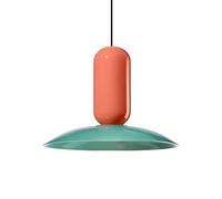 XIRYTU-H Lampe Suspendue Scandinave Moderne à Blocs de Couleur, Luminaire Plafonnier en Métal avec Hauteur Réglable, E27 Suspension pour Îlot de Cuisine, Salle à Manger, Chambre (Vert + Rouge, ø40CM)