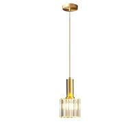 XIRYTU-H Suspension Dorée en Cristal K9 Moderne, Lampe Suspendue en Verre Brillant, Hauteur Réglable E27, Plafonnier Élégant pour Salle à Manger, Cuisine, Chambre et Bar(1-Lumière)