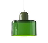 XIRYTU-H Suspension Scandinave Moderne en Verre, Lampe Suspendue E27, Hauteur Réglable 200 cm, Métal & Verre, Luminaire Design pour Cuisine, Salle à Manger, Salon, Café, Bar (15CM, Vert Brillant)