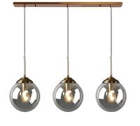 XIRYTU-H Suspensions Vintage Industrielles à 3 Lumières avec Abat-jour Boule de Verre, Lampe Suspendue au Plafond en Laiton Métal, Lustre d'îlot de Cuisine (Gris, Droite) (Gris)