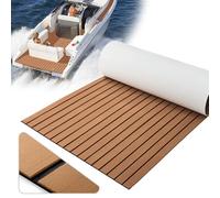 Xisair Tapis de Pont de Bateau EVA Imitation Mousse de Teck, Décoration de Pont de Bateau en Teck Antidérapante et Auto-Adhésive pour Yachts, Voiliers, Camping-Cars, Piscines, Rainures Droites