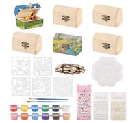 Xishoyen - Lot de 6 mini coffres au trésor en bois pour anniversaire d'enfant - Bricolage - Avec couvercle - Petites boîtes en bois pour peinture, bricolage, fête pirate - 9 x 5,3 x 6 cm