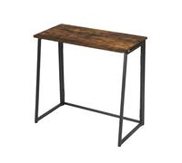 Xisilla Bureau pliable, 80 x 40 cm, aspect bois brûlé, montage rapide, petit bureau avec structure noire, parfait pour l'aménagement de style industriel