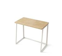 Xisilla Petit bureau pliable 80 x 40 cm en bois clair compact avec cadre en métal blanc - Bureau d'ordinateur peu encombrant