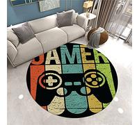 Xisnuient 3D Game Control Buttons Zone Tapis Ronde Chambre Tapis Salon Anti Slip Doux Tapis Gamepad Gamer Garçon Adolescent Ronde Tapis Rugs Tapis de Sol Grand pour Couloir (Multi,60cm)