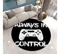 Xisnuient 3D Game Control Buttons Zone Tapis Ronde Chambre Tapis Salon Anti Slip Doux Tapis Gamepad Gamer Garçon Adolescent Ronde Tapis Rugs Tapis de Sol Grand pour Couloir (Noir,100cm)