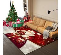 Xisnuient Décoration De Noël pour Le Nouvel an-Grand Tapis, Tapi's De Salon Santa Claus Christmas Elk, Paillasson Tapis De Bain Noël Doux pour Chambre À Coucher d'enfant Carpet (Couleur 4,100x150cm)