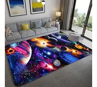 Xisnuient Galaxie Ciel étoilé Tapis Enfants Ado Garçons Tapis de Jeu Dessin Animé 3D Espace Extra Atmosphérique Planète Imprimé Tapis Salon Chambre Décor Bébé Rampant Tapis (Couleur 1,100x150 cm)