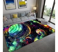 Xisnuient Galaxie Ciel étoilé Tapis Enfants Ado Garçons Tapis de Jeu Dessin Animé 3D Espace Extra Atmosphérique Planète Imprimé Tapis Salon Chambre Décor Bébé Rampant Tapis (Couleur 4,80x120 cm)