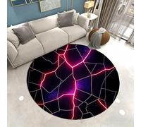 Xisnuient Gaming Tapis Rond Lumineux 3D Visual Cool Line, Paillasson pour Chambre de Garçon Adolescent, Vision Géométrique Tapis pour Chambre Ado, Salon, Salle de Jeux, 130 cm, Color 4
