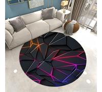 Xisnuient Gaming Tapis Rond Lumineux 3D Visual Cool Line, Paillasson pour Chambre de Garçon Adolescent, Vision Géométrique Tapis pour Chambre Ado, Salon, Salle de Jeux, 150 cm, Color 1