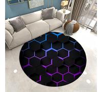 Xisnuient Gaming Tapis Rond Lumineux 3D Visual Cool Line, Paillasson pour Chambre de Garçon Adolescent, Vision Géométrique Tapis pour Chambre Ado, Salon, Salle de Jeux, 60 cm, Color 3