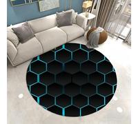Xisnuient Gaming Tapis Rond Lumineux 3D Visual Cool Line, Paillasson pour Chambre de Garçon Adolescent, Vision Géométrique Tapis pour Chambre Ado, Salon, Salle de Jeux, 60 cm, Color 5