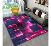 Xisnuient Géométrie Illusion Optique Lignes Néon 3D Gaming Tapis de Sol Chambre Enfant Playmat Doux Antidérapant Tapis pour Salon Chambre à Coucher Couloirs Salle de Jeux, 50x80 cm, Color 4