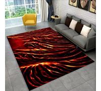 Xisnuient Grand Tapis Antidérapant, Imprimé Volcan 3D Cratère de Lave et de Magma, pour Salon, Chambre, Cuisine, Salle de Bain, Couloir, Canapé, Paillasson, Salle de Jeux (Orange Noir 4,100x150 cm)