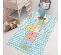 Xisnuient Grand Tapis de Marelle Interactif D'intérieur Motif Dessin Animé pour L'apprentissage Parent-Enfant,Décoration de Chambre à Coucher Tapis D'éveil aux Chiffres pour Enfants (Blue,160x200 cm)