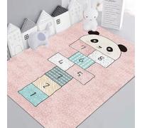 Xisnuient Grand Tapis de Marelle Interactif D'intérieur Motif Dessin Animé pour L'apprentissage Parent-Enfant,Décoration de Chambre à Coucher Tapis D'éveil aux Chiffres pour Enfants (Pink,80x120 cm)