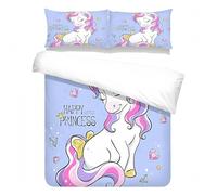 Xisnuient Housse de Couette pour Enfant Fille 1/2 Personnes Licorne Magique Étoiles Nuages Arc-en-Ciel Microfibre Parure de lit avec Taie d'oreiller 50x75 cm (Color 6,140x200 cm)