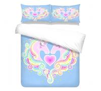 Xisnuient Housse de Couette pour Enfant Fille 1/2 Personnes Licorne Magique Étoiles Nuages Arc-en-Ciel Microfibre Parure de lit avec Taie d'oreiller 50x75 cm (Color 4,200x200 cm)