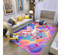 Xisnuient Licorne Flanelle Tapis Antidérapant Animal Fantastique Coloré, Doux Tapis de Sol pour Chambre Enfant, Salon, Salle de Jeu, Décoratif Mignon pour Enfants Espace de Jeu, 80x120 cm, Color 5