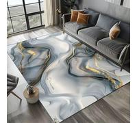 Xisnuient Living Room Bedroom Marbled Decorative Area Rugs, Tapis De Sol Antidérapant Moderne en Marbre, Tapis en Pierre Noir Et Blanc pour Chambre D'ado, Chambre De Garçon (Couleur 6,100x150cm)
