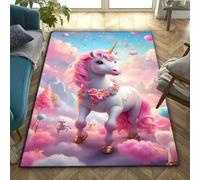 Xisnuient Motif Licorne Doux et Moelleux Tapis Licorne Magique Rose Violette et Arc-en-Ciel Tapis Chambre Fille Chemins de Lit Antidérapant et Lavable Play Area Floor Mat, 80x160 cm, Color 1