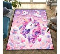 Xisnuient Motif Licorne Doux et Moelleux Tapis Licorne Magique Rose Violette et Arc-en-Ciel Tapis Chambre Fille Chemins de Lit Antidérapant et Lavable Play Area Floor Mat, 160x200 cm, Color 4