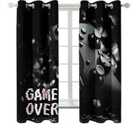 Xisnuient Rideaux Chambre Enfant Gamer Manette de Jeu Gamepad Moderne Rideaux Occultants Salon avec Oeillets Rideaux Isolants d'été 2 Pièces, Lavables en Machine (Noir,117x137 cm)