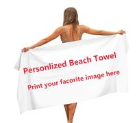 Xisnuient Serviette De Bain Personnalisée avec Photo Et Texte, Serviette De Plage en Microfibre Homme Femme Serviette De Personnalisable pour Piscine Hôtel Salle De Bain Camping (100x180cm)