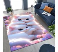Xisnuient Tapis 3D à Motif Chat Chaton Mignon,Antidérapant Carpet Idéal pour Le Salon, la Chambre, la Salle de Jeux PC d'un Ado ou la Chambre d'enfant Décoration Tendance (Pink,60x90 cm)