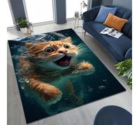Xisnuient Tapis 3D à Motif Chat Chaton Mignon,Antidérapant Carpet Idéal pour Le Salon, la Chambre, la Salle de Jeux PC d'un Ado ou la Chambre d'enfant Décoration Tendance (Brown,50x80 cm)