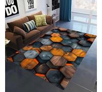 Xisnuient Tapis 3D Hexagonal Alvéolé Grand Format,Style Rétro Bois,Idéal pour Le Salon, Chambre, Cuisine,Salle de Bain, la Salle de Jeux ou comme Cadeau pour Les Enfants (Colorful 3,120x160 cm)