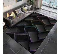 Xisnuient Tapis 3D Hexagonal Effet Lumineux Cyberpunk - Tapis de Salon Moderne Antidérapant,Gamer pour Salle de Jeu Chambre Bureau, Déco Géométrique Résistant, Facile à Nettoyer (Couleur-5,60x90cm)
