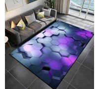 Xisnuient Tapis 3D Hexagonal Effet Lumineux Cyberpunk - Tapis de Salon Moderne Antidérapant,Gamer pour Salle de Jeu Chambre Bureau, Déco Géométrique Résistant, Facile à Nettoyer (Couleur-1,50x80cm)