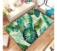 Xisnuient Tapis 3D Plantes Tropicales Fleurs et Feuilles Vertes Imprimé, pour Salon, Chambre à Coucher, Cuisine, Salle de Bain, Absorbant Antidérapant Tapis de Jeu pour Enfants (Multi 3,50x120 cm)