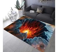 Xisnuient Tapis À Effet 3D, Tapis Décoratifs Visuels avec des Motifs d'eau Et De Feu, Géodes Et De Creux Rocheux, pour La Chambre des Adolescents, Salon Et La Salle d'enfants (Couleur 4,140x200cm)