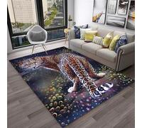 Xisnuient Tapis À Effet Visuel 3D De Style Léopard Animalier, Tapis Décoratifs pour Chambres D’Adolescents Et D’Enfants, Cool Carpet Thème Animalier Guépard pour Salon (Couleur 4,120x180cm)